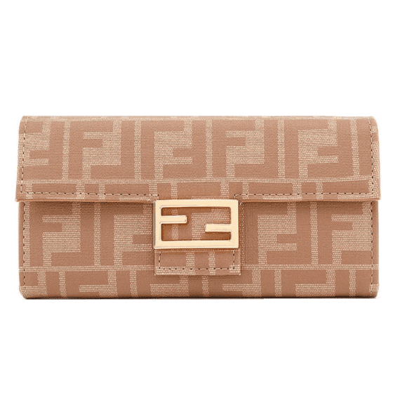 Beige Letter 'F' Design Long Purse Wallet