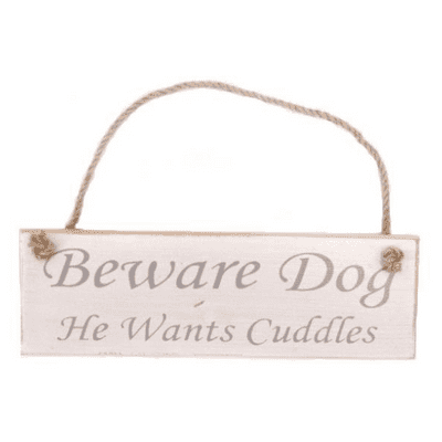 Beware Of The Dog Hanging Wooden Sign