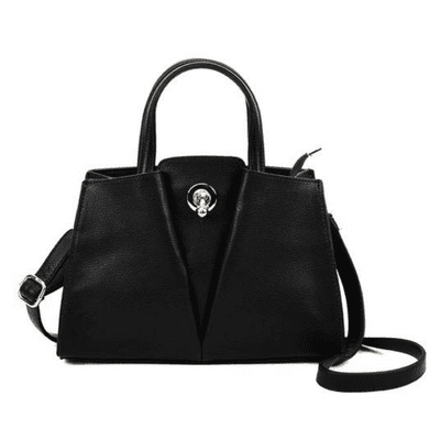 Black Dual Use Handbag with Metal Detail