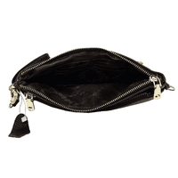 Black Leather Purse With Bumble Bee Embellishment