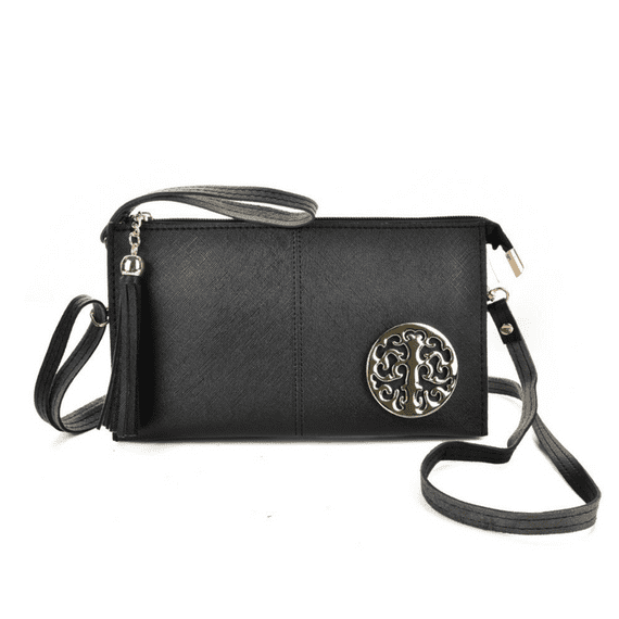 Black Purse With Crossbody Strap and Hand Strap