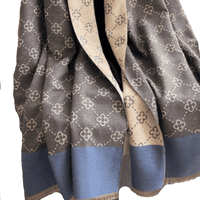 Blue, Grey and Natural Ladies Winter Scarf