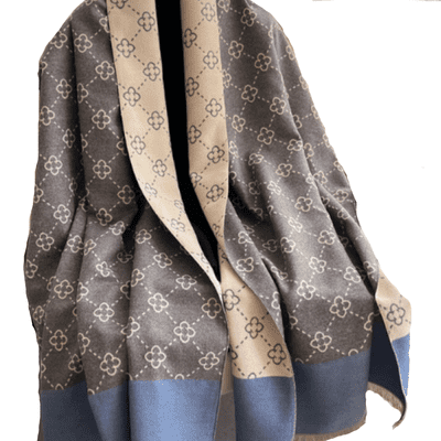 Blue, Grey and Natural Ladies Winter Scarf