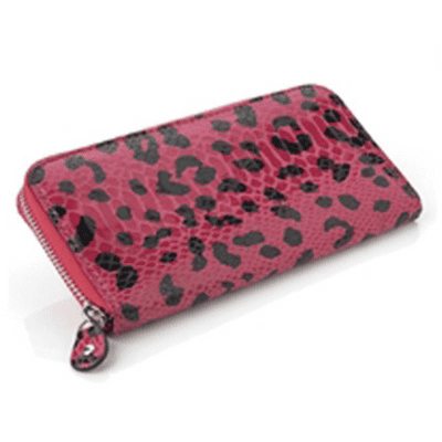 Bright Pink & Black Croc Style Inspired Long Purse