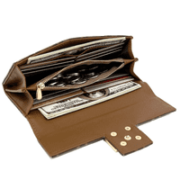 Brown Letter 'F' Design Long Purse Wallet