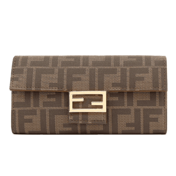 Brown Letter 'F' Design Long Purse Wallet