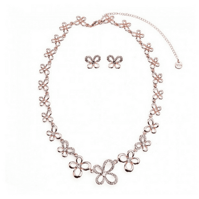 Butterfly Shape Diamante Necklace & Earring Set