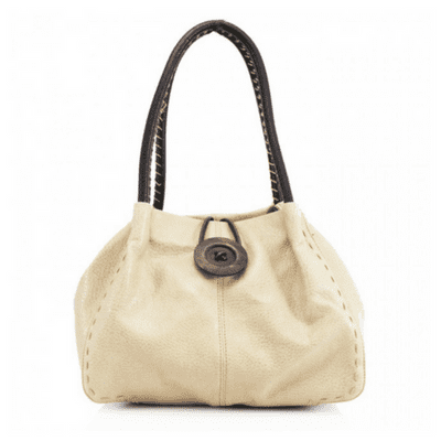 Button Design Shoulder Bag in Beige
