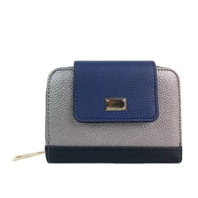 Camelia Ladies Purse Wallet In Grey, Blue and Black
