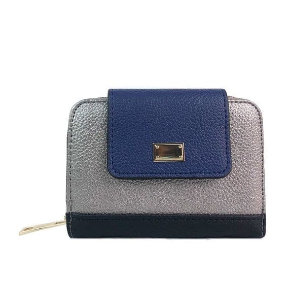 Camelia Ladies Purse Wallet In Grey, Blue and Black