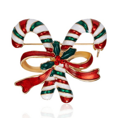Candy Canes Design Festive Brooch