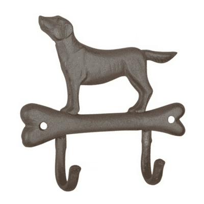 Cast Iron Dog on Bone Hanging Hooks