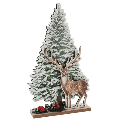 Christmas Tree and Stag  Woodland Scene Freestanding Plaque