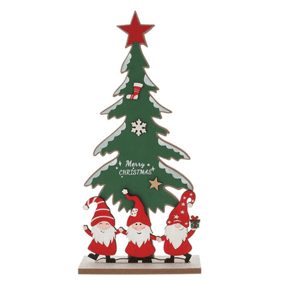 Christmas Wooden Tree With Three Gonks From Shudehill Giftware