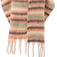 Chunky Autumn Winter Striped Ladies Scarf In Khaki