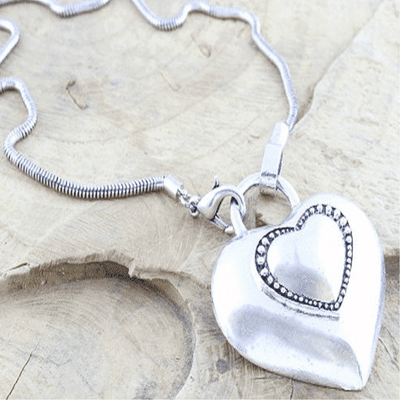 Chunky Metal Heart Pendant on a Snake Chain