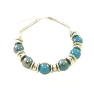 Chunky Silver colour discs and beads with Turquoise Coloured Balls on Snake Chain