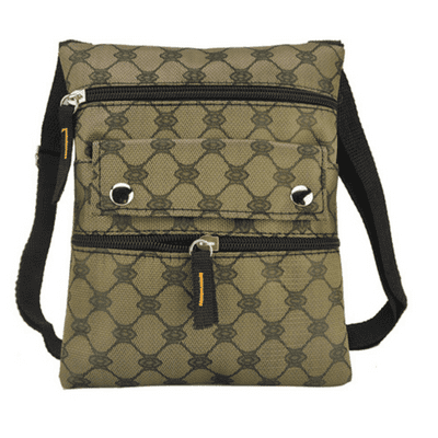 Coffee Classic Pattern Front Zipper Leisure Handbag