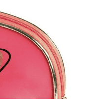 Coral and gold glitter 'love me' cosmetic bag