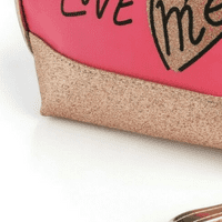 Coral and gold glitter 'love me' cosmetic bag