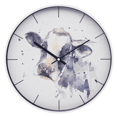 Country Life Clock Watercolour Cow Design Wall Clock