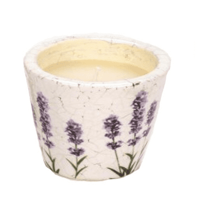 Crackle Candle Pot with a Lavender design