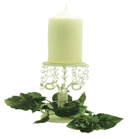 Cream candle holder with crystal droplets