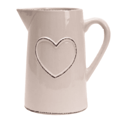 Cream Embossed Heart Design Jug