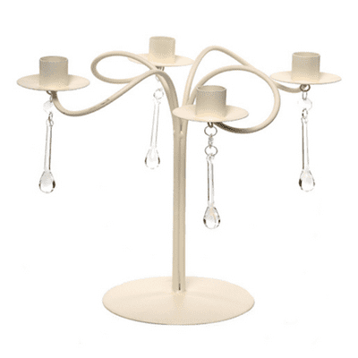 Cream Metal swirl Candelabra with crystal droplets
