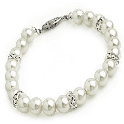 Cream & Pearl Colour Glass Bead Crystal Bracelet