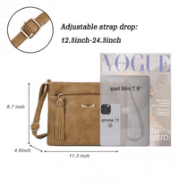 Crossbody Handbag In Brown With A Fringe Zip Pull