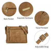 Crossbody Handbag In Brown With A Fringe Zip Pull