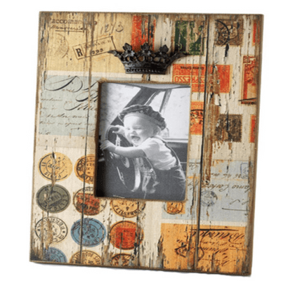 Crown Wooden Photo Frame with a slightly distressed finish with a small crown feature