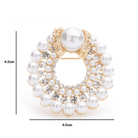 Crystals and Faux Pearls Circle Design Brooch