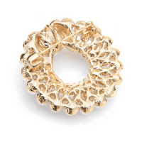 Crystals and Faux Pearls Circle Design Brooch