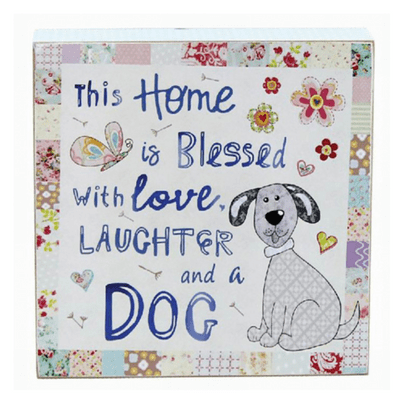 Cutie Dog Love and Laugh Sign In A distressed Finish