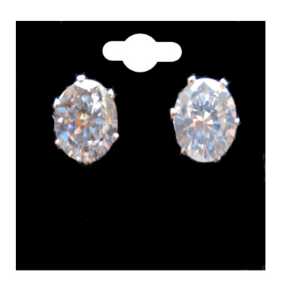 CZ Crystal Rhodium Colour Stud Post Earrings