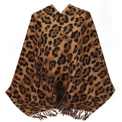 Dark Brown Leopard Print Design Ladies Winter Scarf