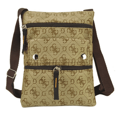 Dark Coffee Zip Leisure Handbags with Letter G