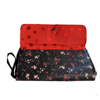 Dark Grey Purse Wallet With Floral Design