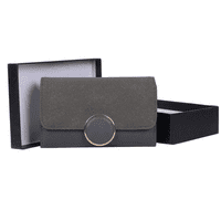 Dark Grey Purse Wallet With Large Button Detail