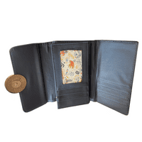 Dark Grey Purse Wallet With Large Button Detail