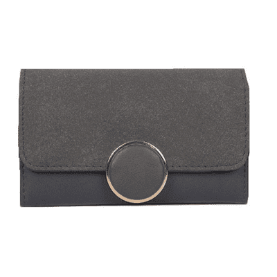 Dark Grey Purse Wallet With Large Button Detail