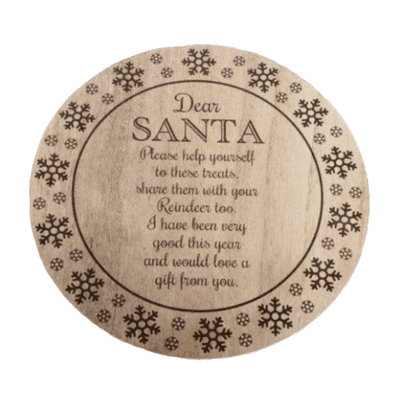 Dear Santa Natural Wooden Plate