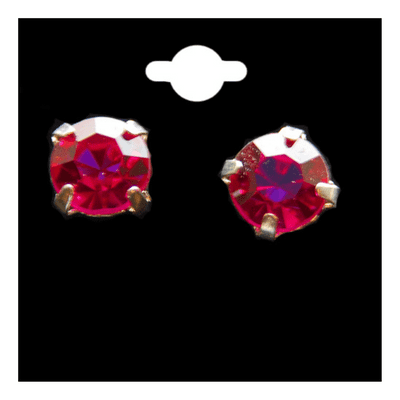 Deep Pink Crystal Stud Earrings