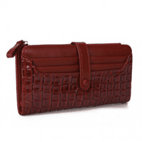 Deep Red Textured Design Long Purse