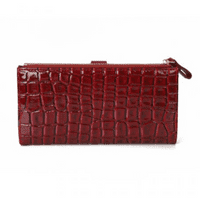 Deep Red Textured Design Long Purse