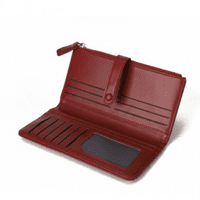 Deep Red Textured Design Long Purse