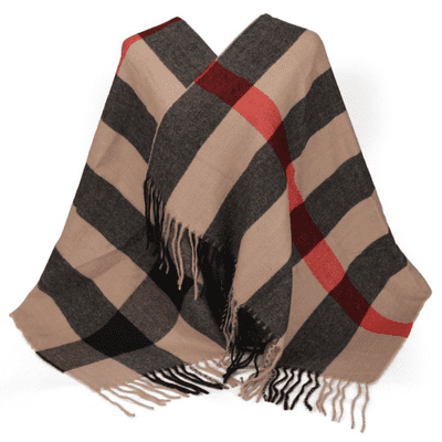 Designer Inspired Khaki Striped Ladies Winter Scarf