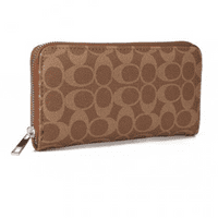Designer Inspired Long  Brown Purse In An Oval Design